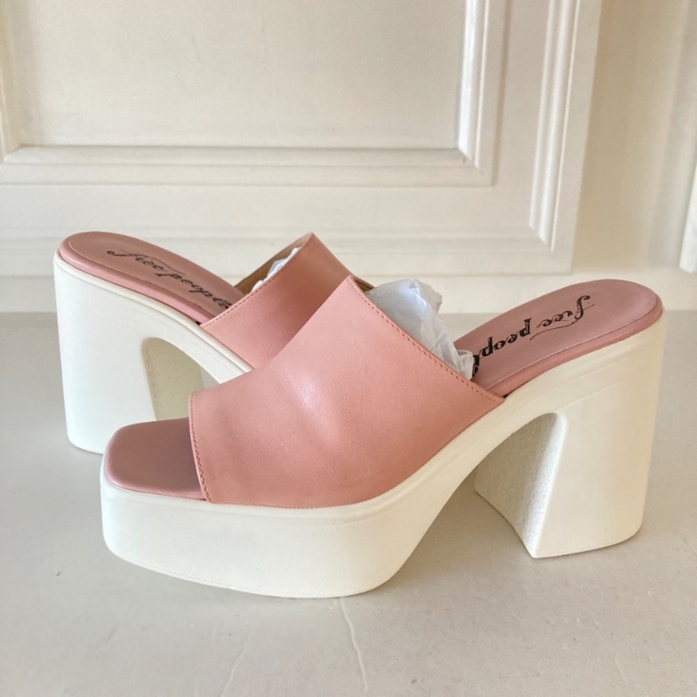 NWOT Zoe Free People Pink Leather Platform Heels